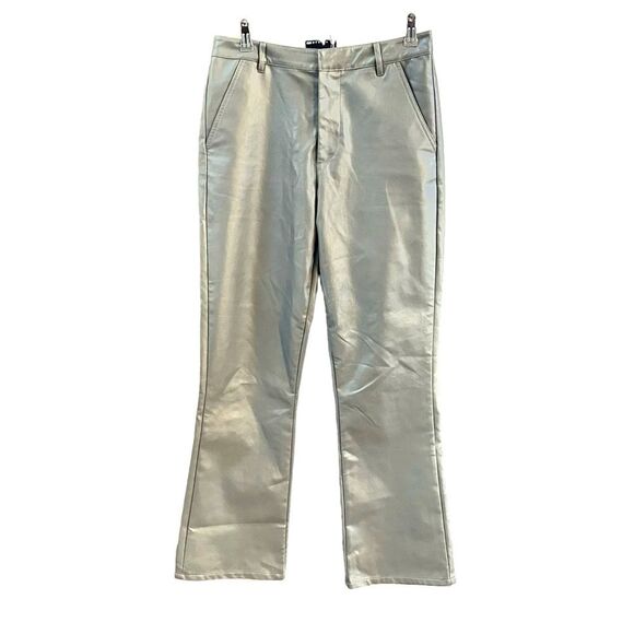 ASOS Faux Leather Pants Size 32 Grey Straight Leg Vegan Pants - Picture 1 of 6